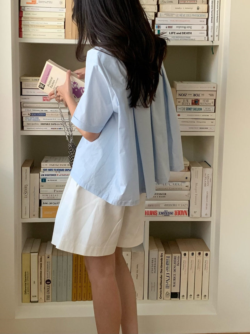 BACK PLEAT COTTON SHIRT