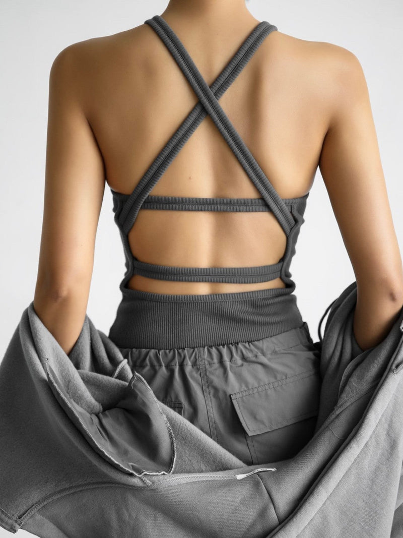 BACK STRAP DETAIL RIBBED BODYSUIT