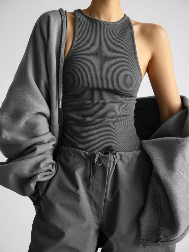 BACK STRAP DETAIL RIBBED BODYSUIT