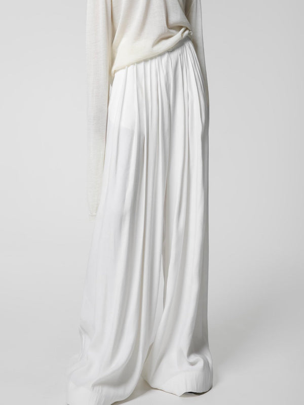 BAMBOO PIN TUCK PLEATED WIDE TROUSERS