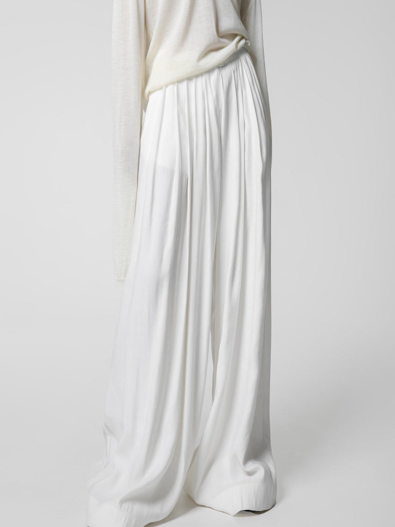 BAMBOO PIN TUCK PLEATED WIDE TROUSERS