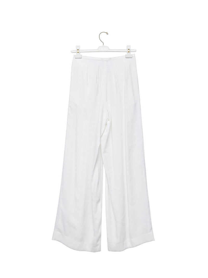 BAMBOO PIN TUCK PLEATED WIDE TROUSERS