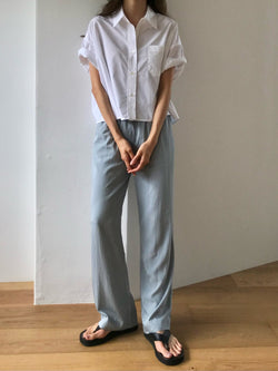 BANDED RAYON WIDE SLACKS