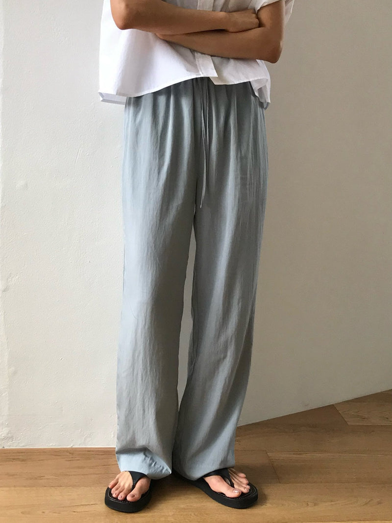 BANDED RAYON WIDE SLACKS