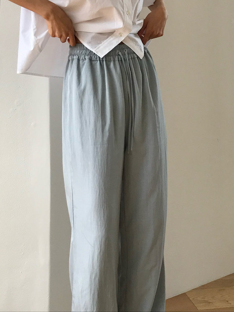 BANDED RAYON WIDE SLACKS