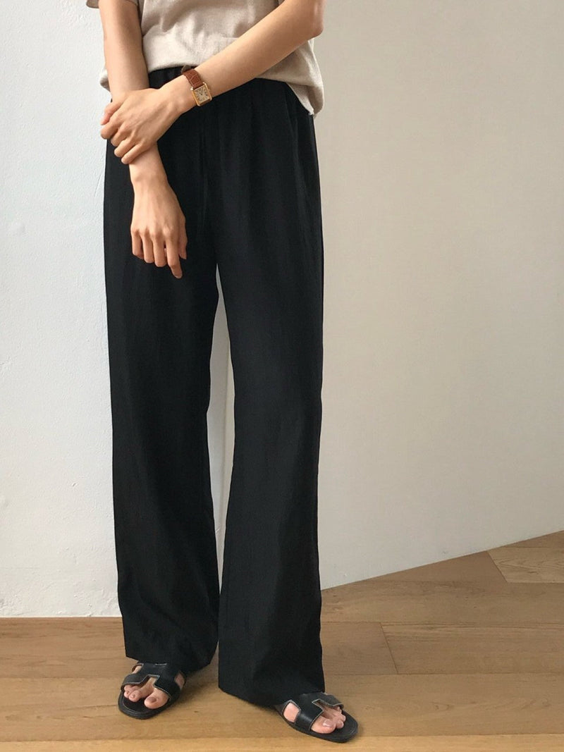 BANDED RAYON WIDE SLACKS