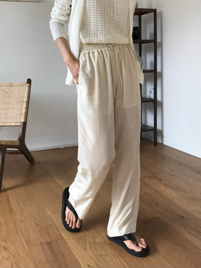 BANDED RAYON WIDE SLACKS