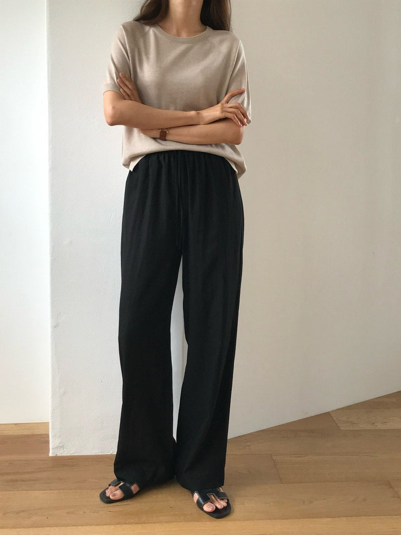 BANDED RAYON WIDE SLACKS