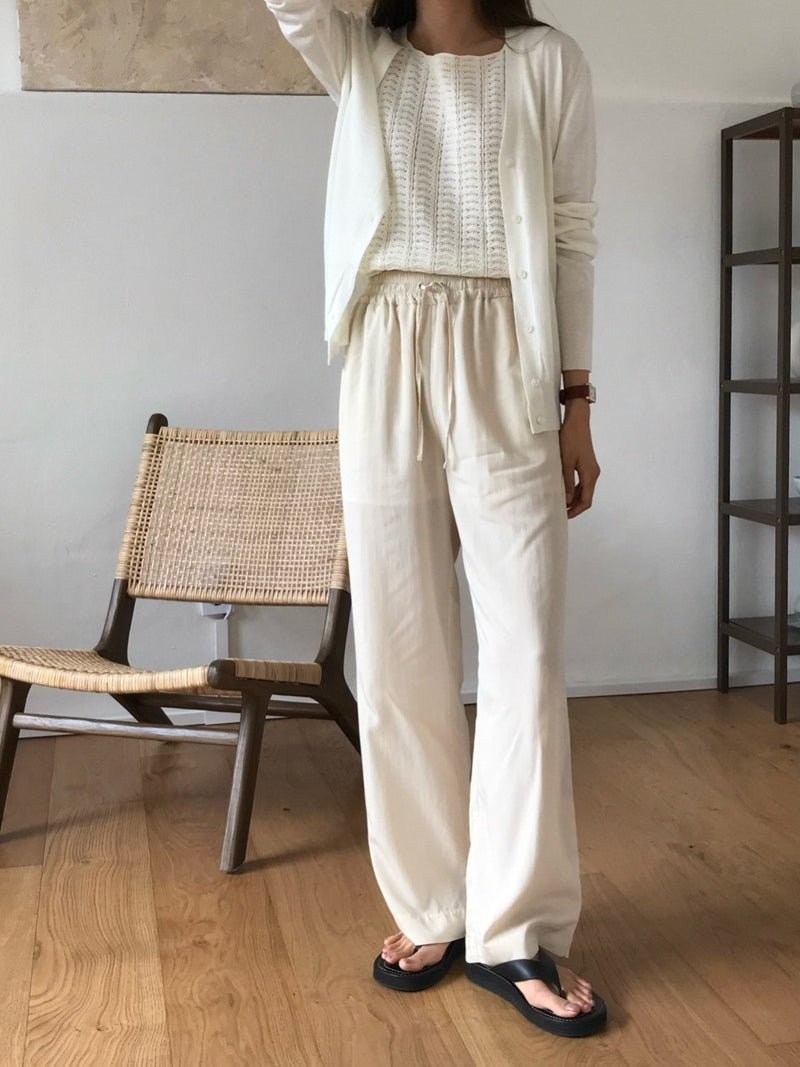 BANDED RAYON WIDE SLACKS