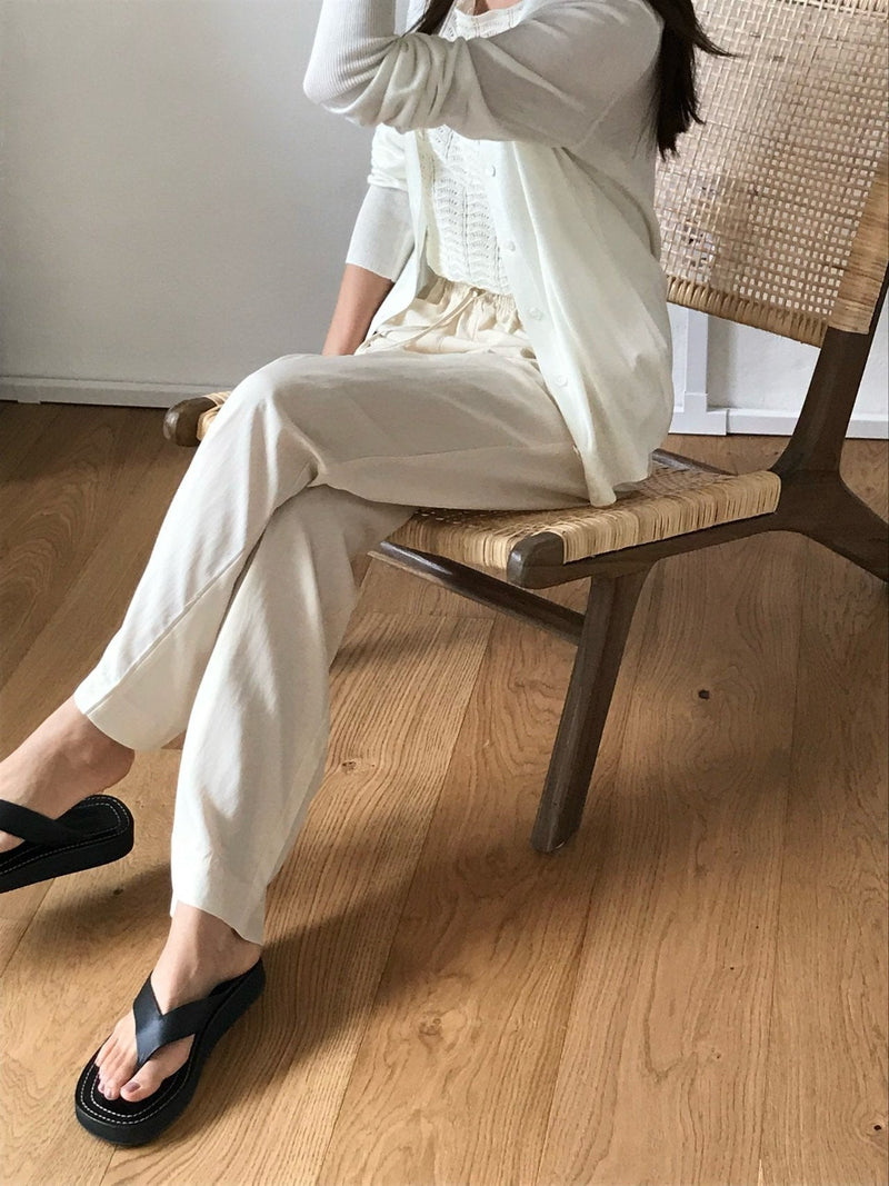 BANDED RAYON WIDE SLACKS