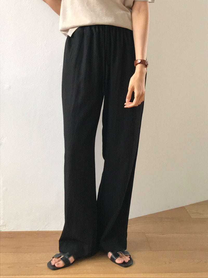 BANDED RAYON WIDE SLACKS