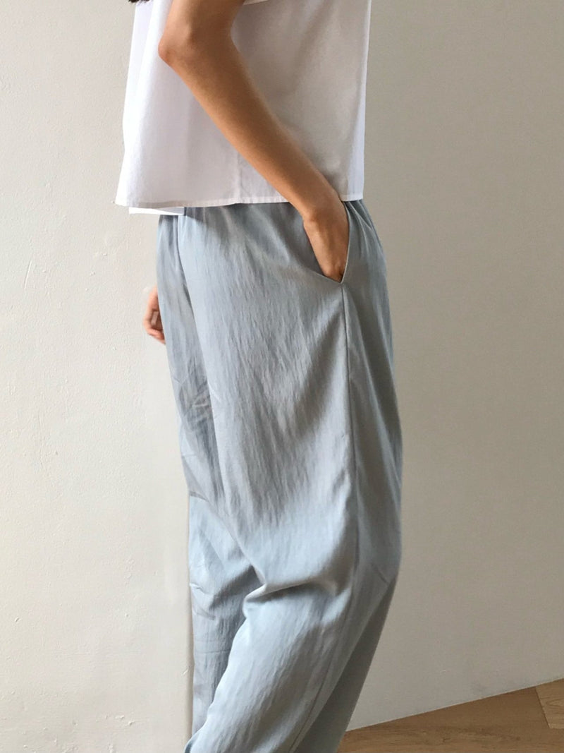 BANDED RAYON WIDE SLACKS