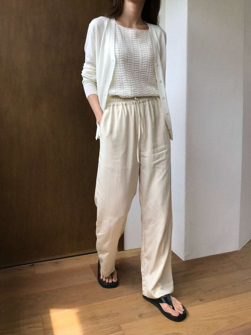 BANDED RAYON WIDE SLACKS