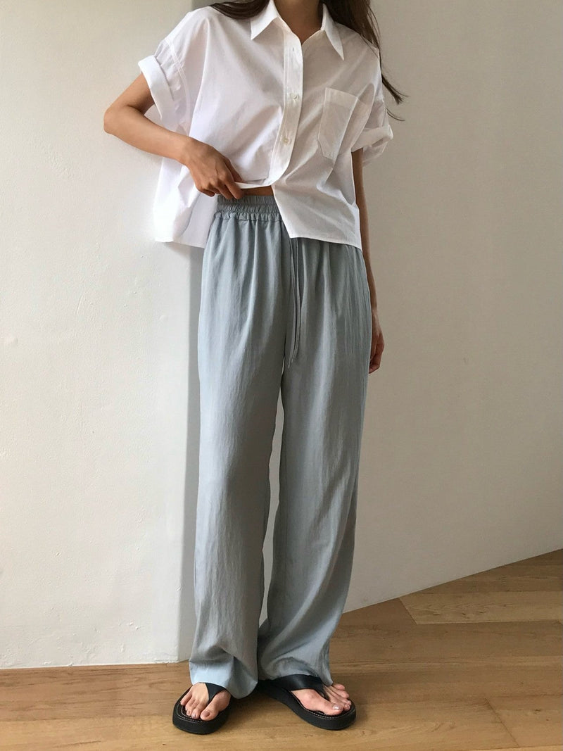 BANDED RAYON WIDE SLACKS