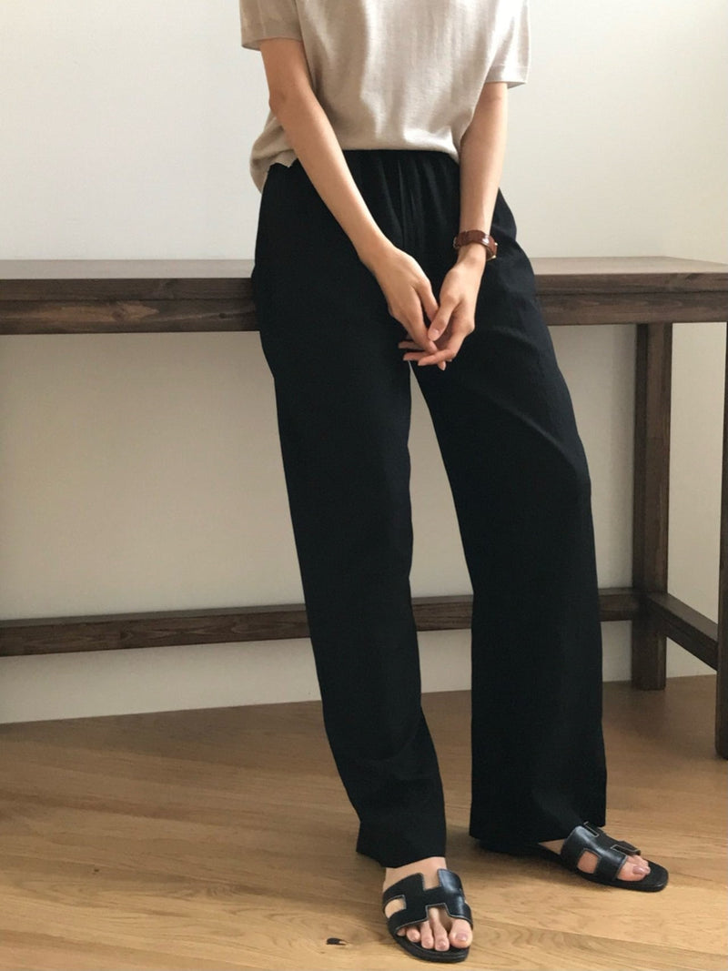 BANDED RAYON WIDE SLACKS