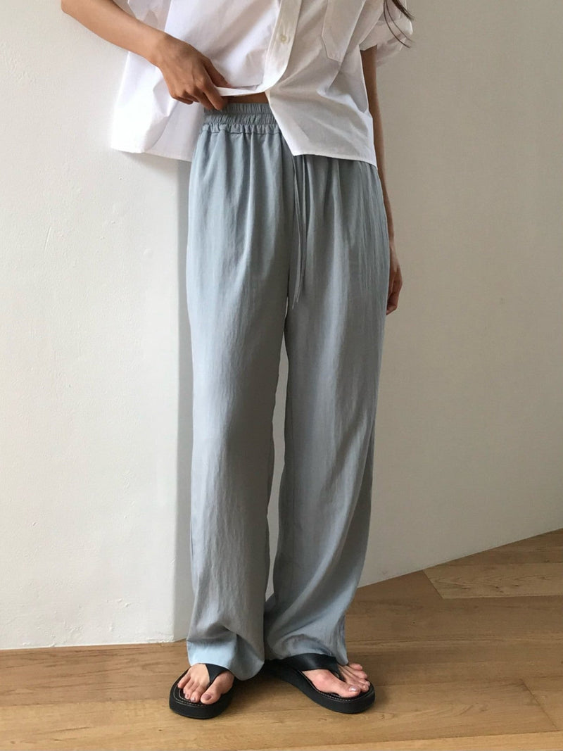 BANDED RAYON WIDE SLACKS