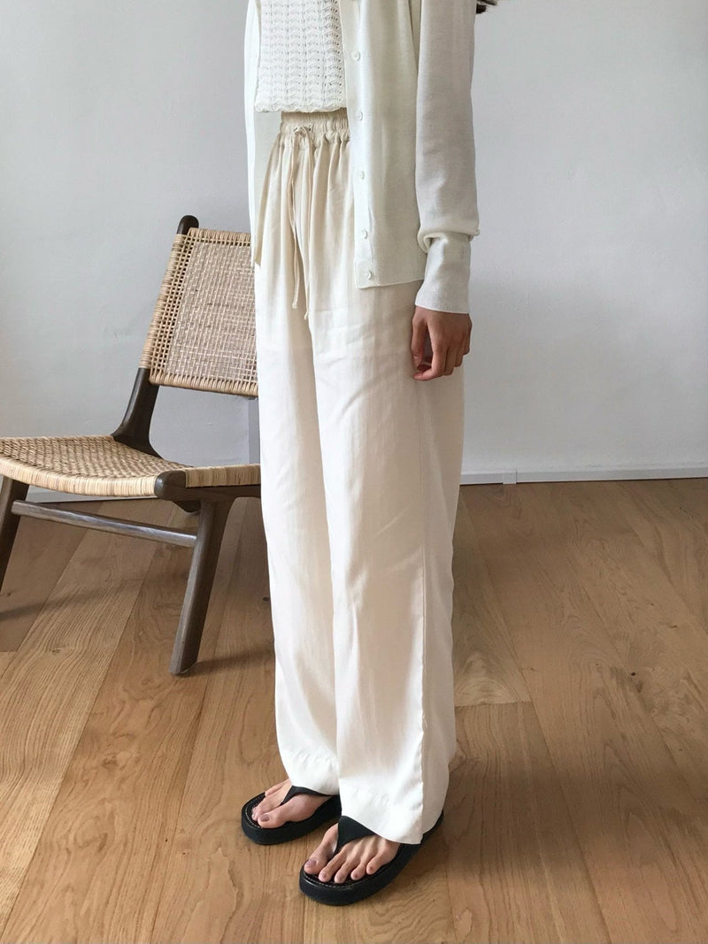 BANDED RAYON WIDE SLACKS