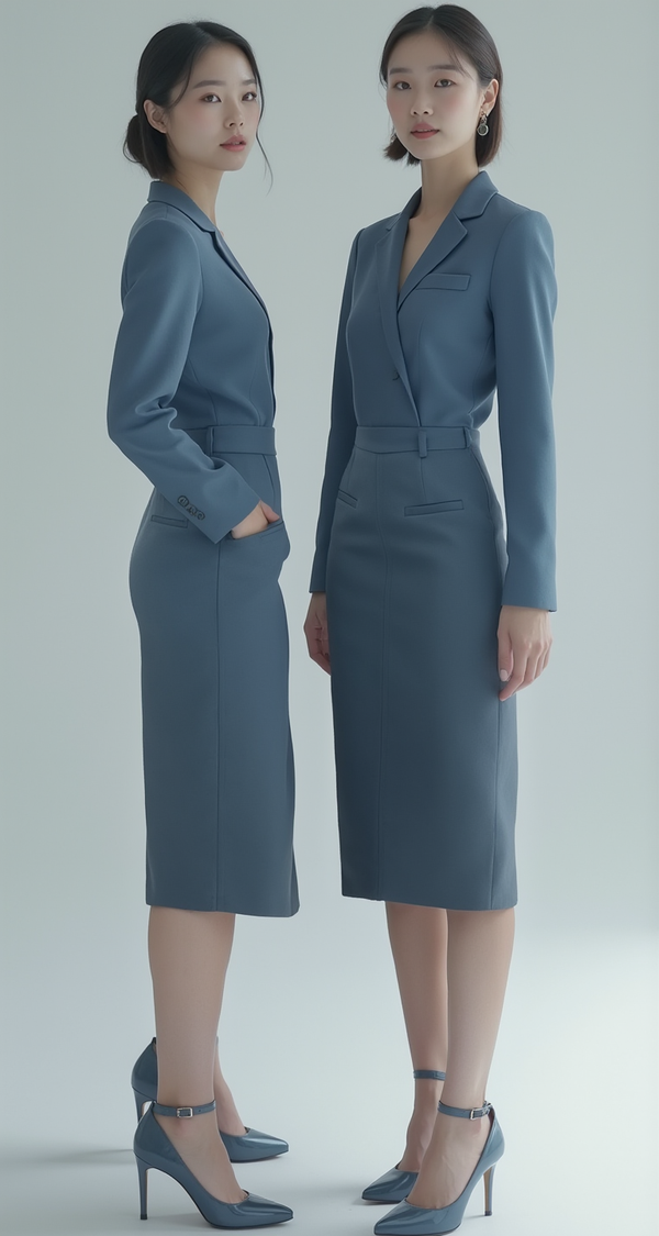 BLUE TAILORED PENCIL SKIRT