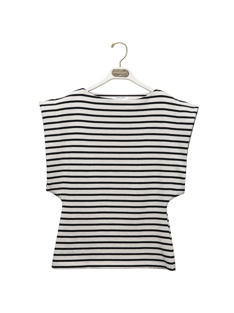 BOATNECK SQUARE SHOULDER SLEEVELESS TOP