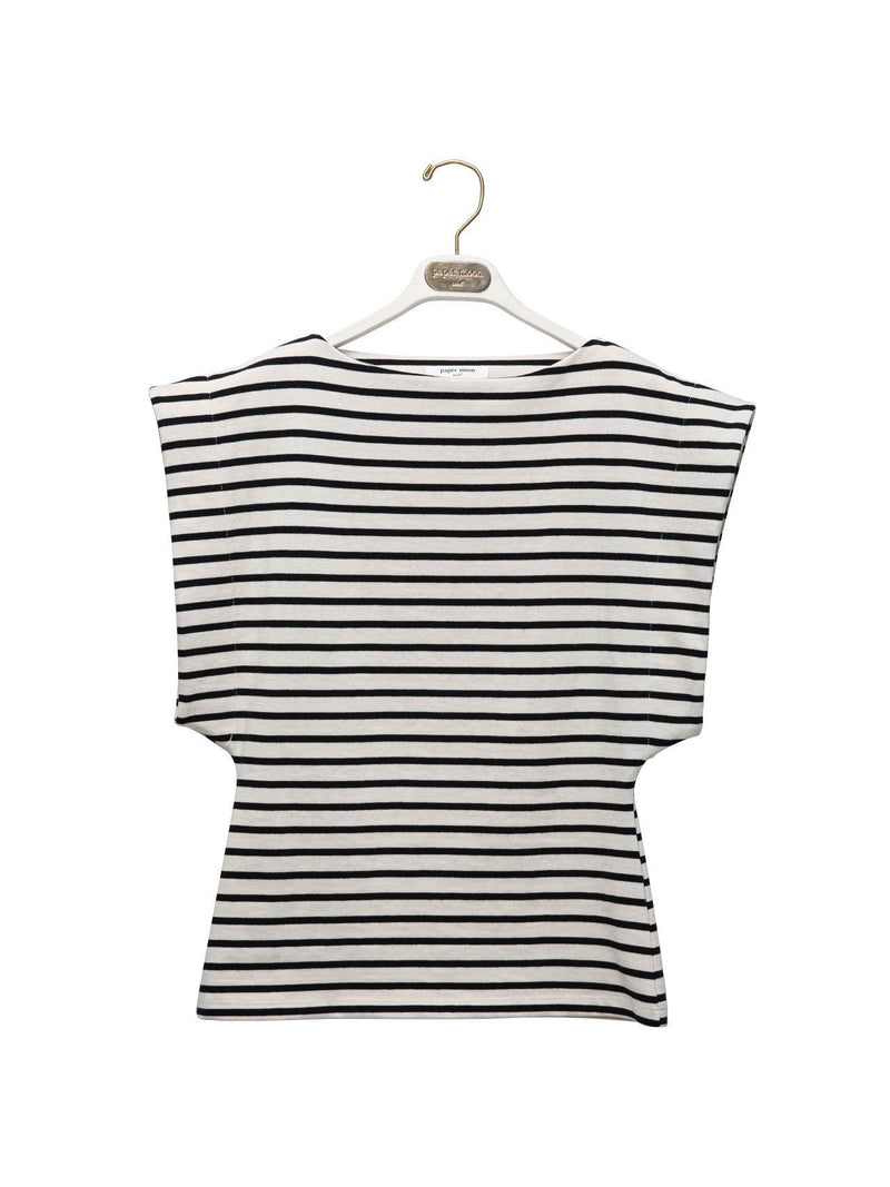 BOATNECK SQUARE SHOULDER SLEEVELESS TOP