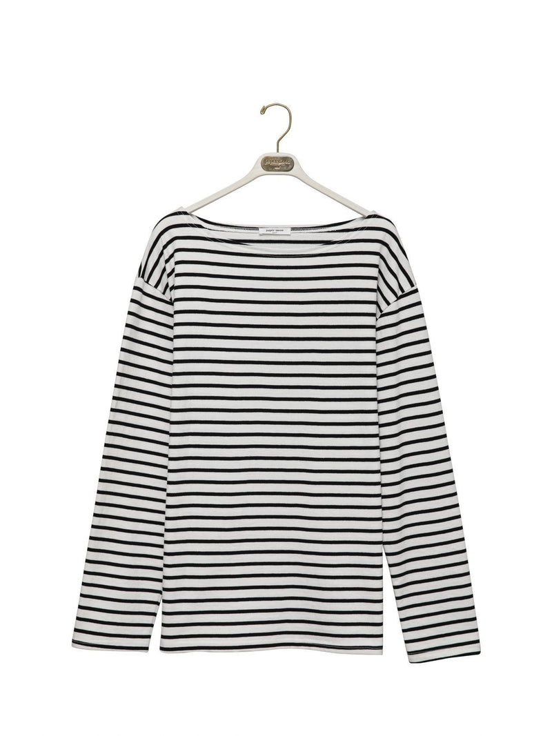 BOYFRIEND FIT STRIPED BOATNECK T-SHIRT