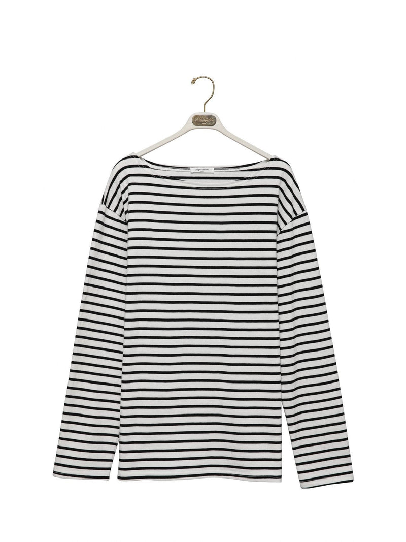 BOYFRIEND FIT STRIPED BOATNECK T-SHIRT