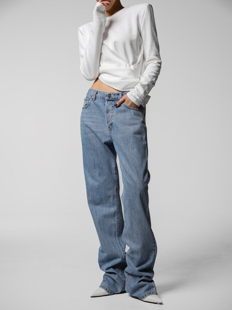 BUTTON FLY BOYFRIEND JEANS