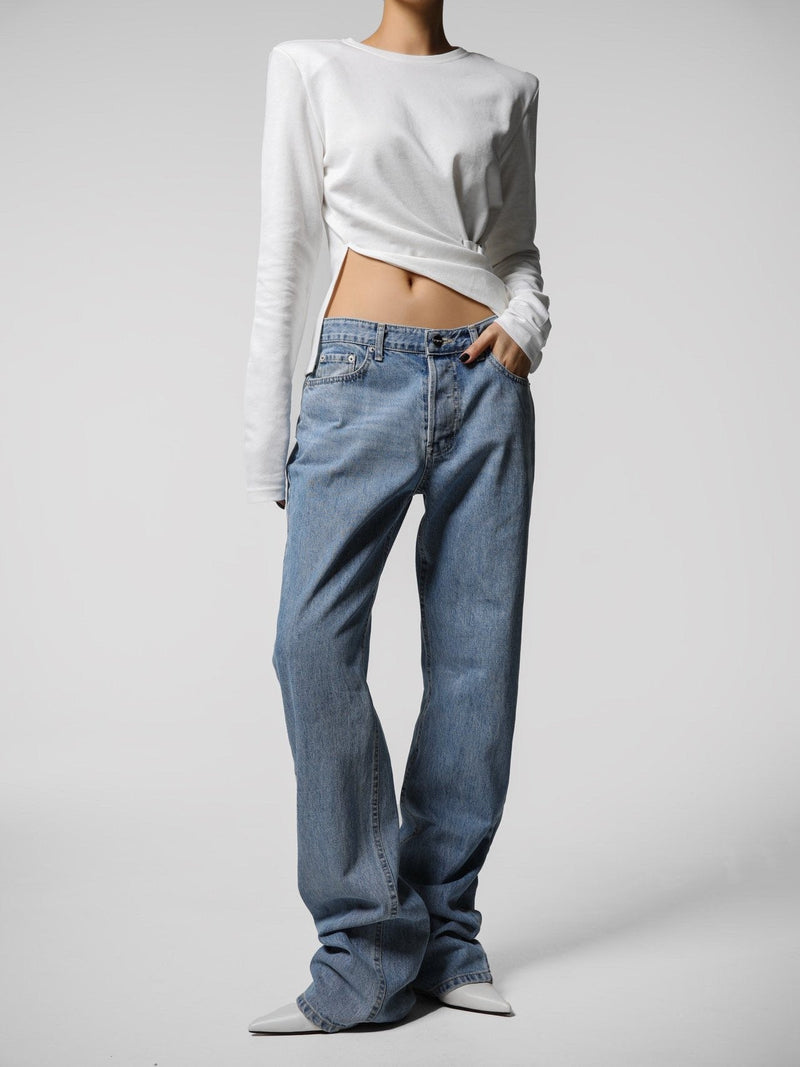 BUTTON FLY BOYFRIEND JEANS