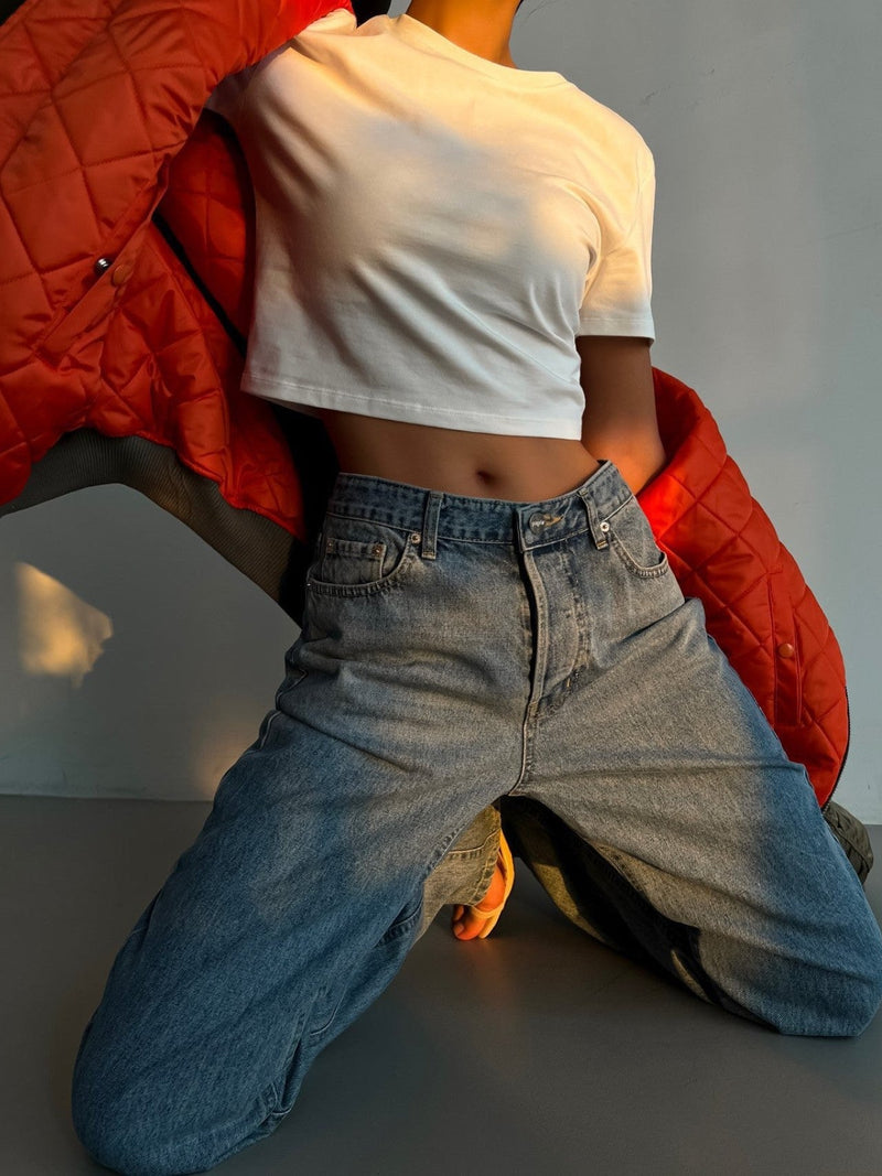 BUTTON FLY BOYFRIEND JEANS