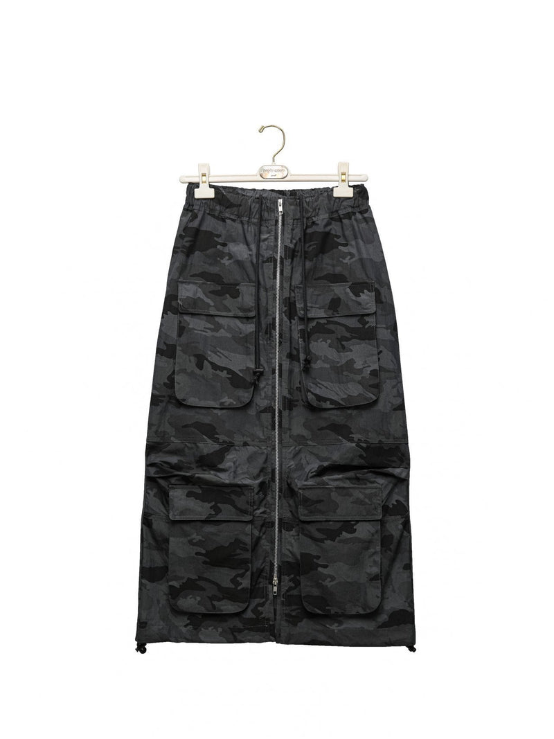 CAMOUFLAGE ZIPPED CARGO SKIRT