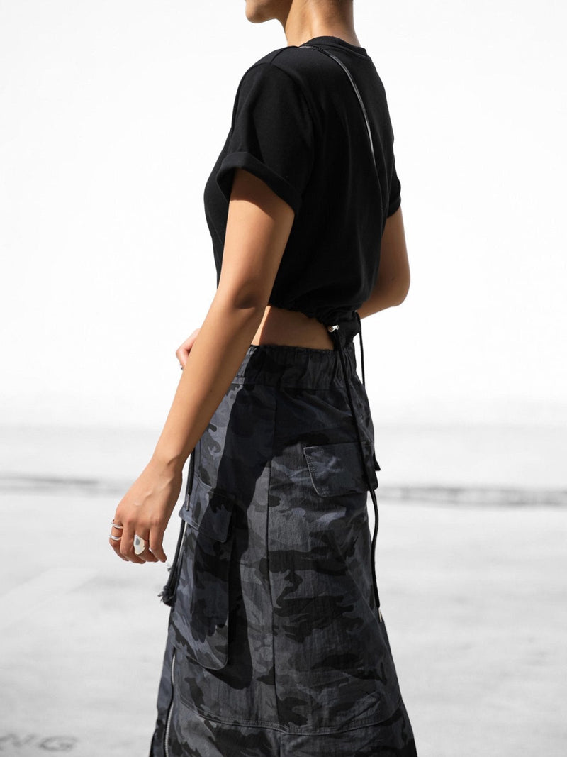 CAMOUFLAGE ZIPPED CARGO SKIRT