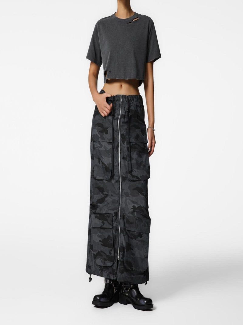 CAMOUFLAGE ZIPPED CARGO SKIRT