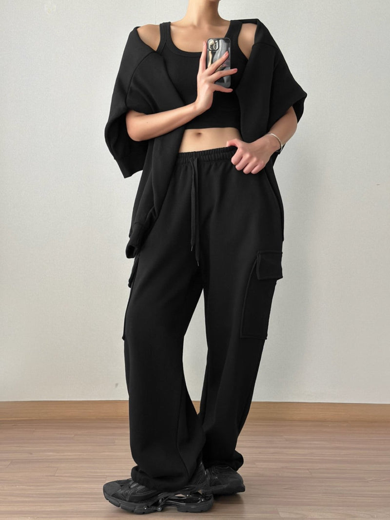 CARGO POCKET WIDE SWEATPANTS