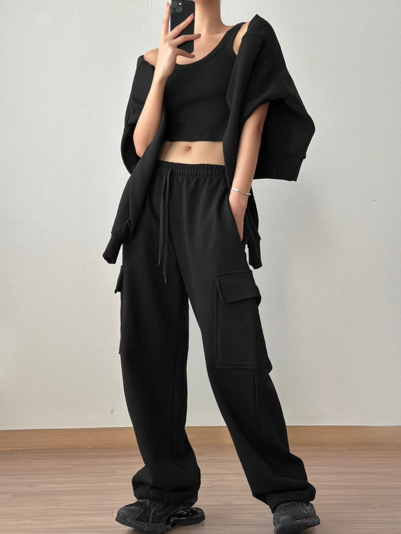 CARGO POCKET WIDE SWEATPANTS