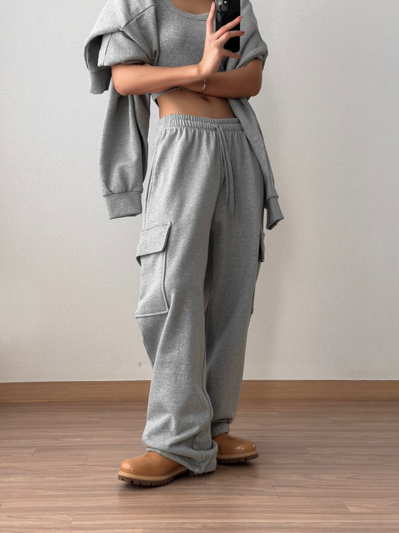 CARGO POCKET WIDE SWEATPANTS