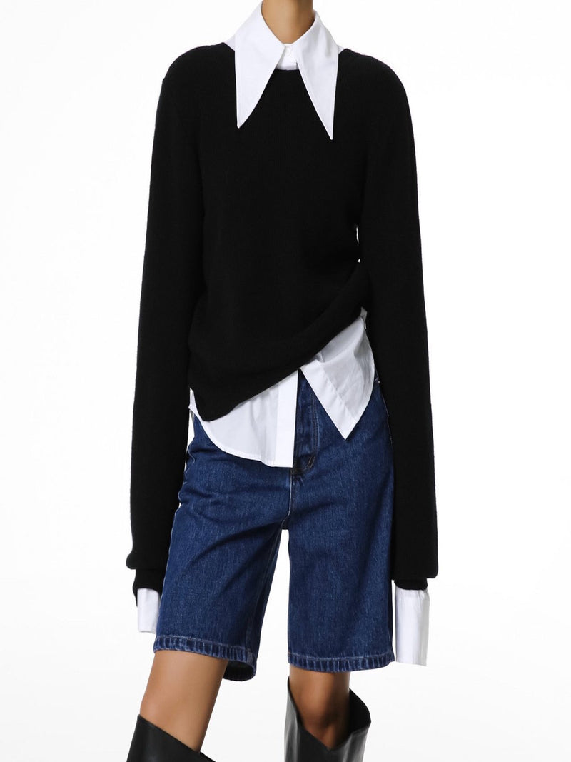 CASHMERE BACK TWIST DRAPE KNIT TOP