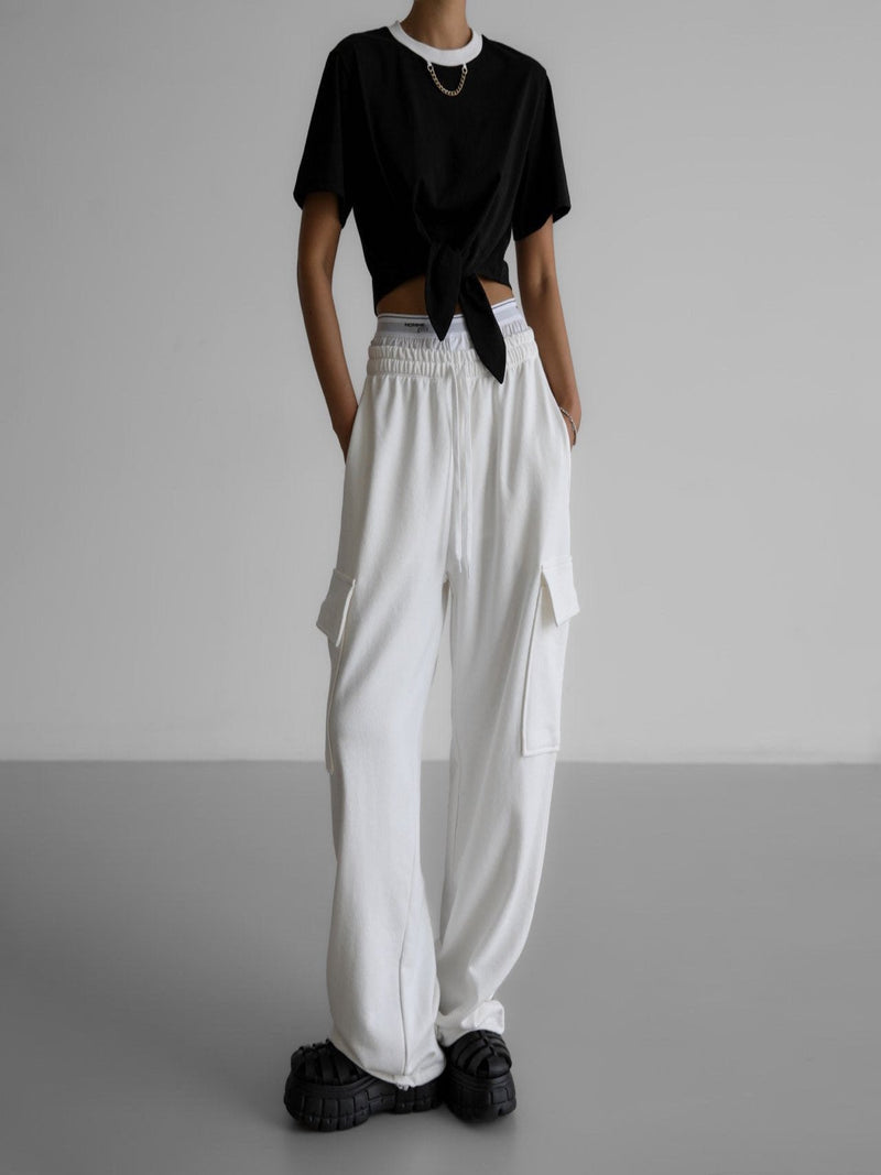 CHAIN NECKLACE KNOT DETAIL CROPPED T-SHIRT