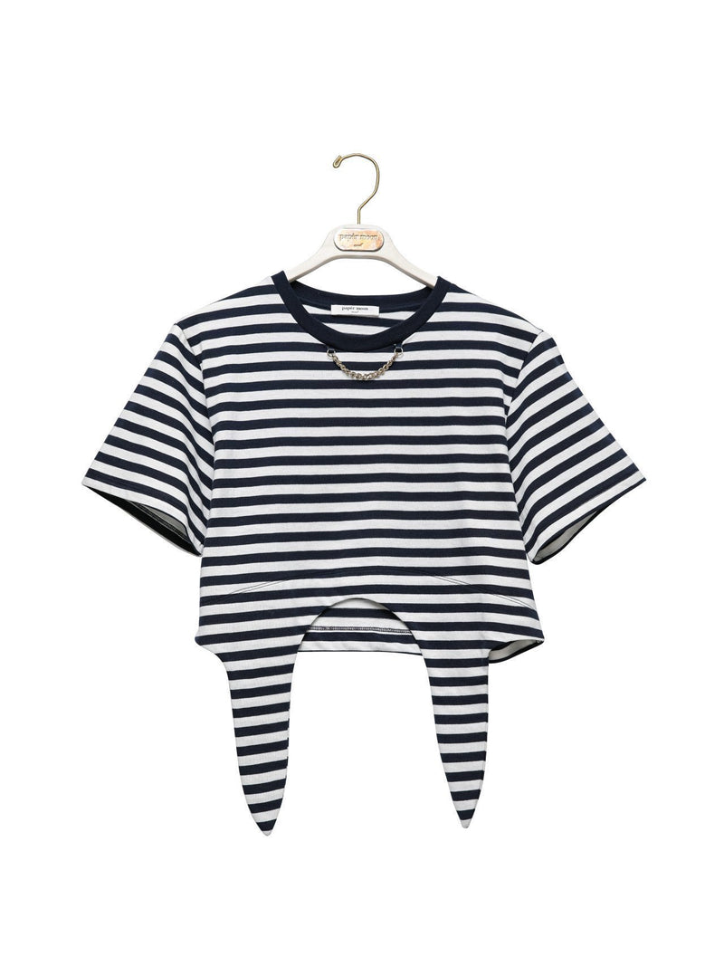 CHAIN NECKLACE KNOT DETAIL CROPPED T-SHIRT