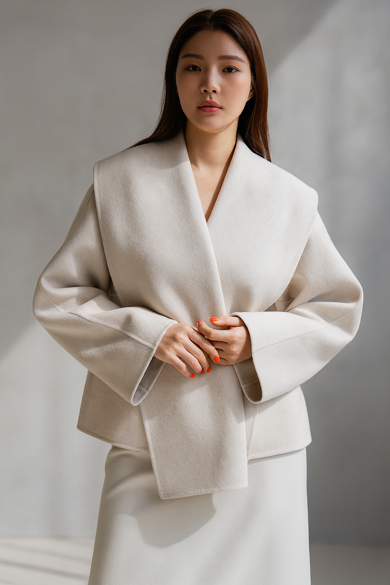 SHAWL COLLAR STRUCTURED WOOL JACKET