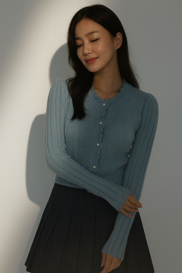 SKYLINE FRILL TEXTURE CARDIGAN