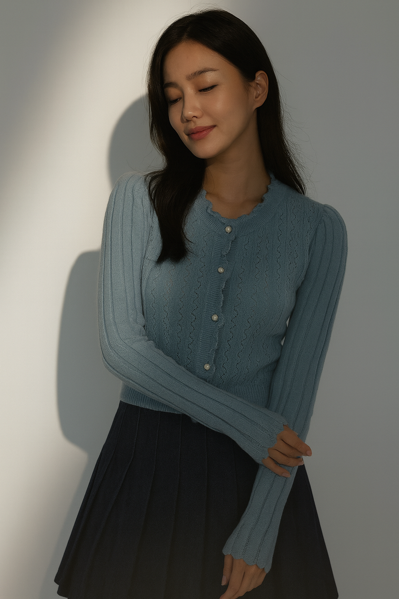 SKYLINE FRILL TEXTURE CARDIGAN