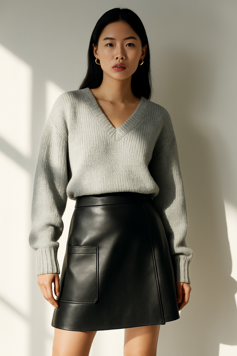 VEGAN LEATHER UTILITY SKIRT