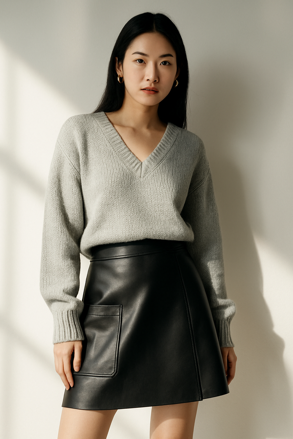 VEGAN LEATHER UTILITY SKIRT