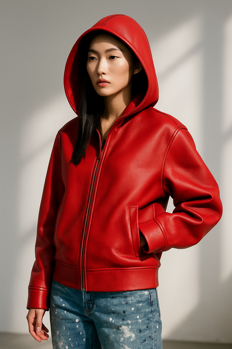 OVERSIZED VEGAN LEATHER HOODIE