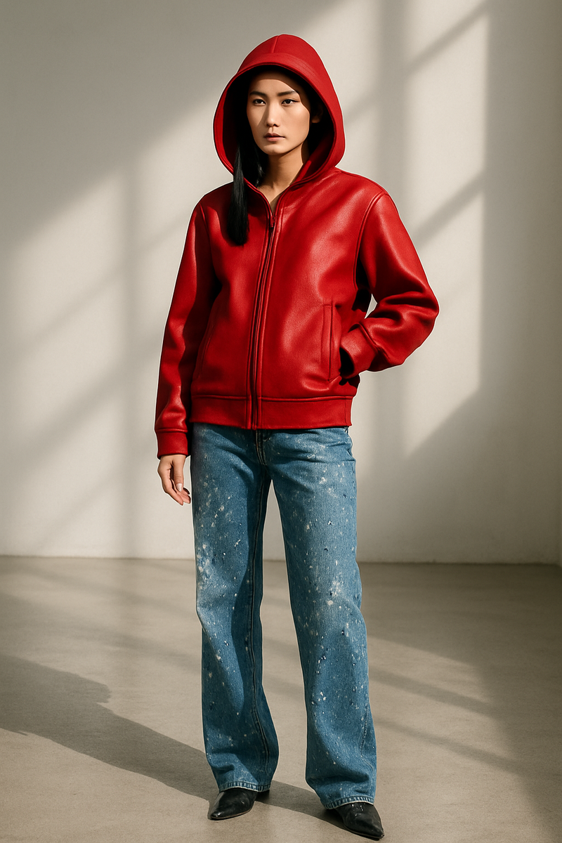 OVERSIZED VEGAN LEATHER HOODIE