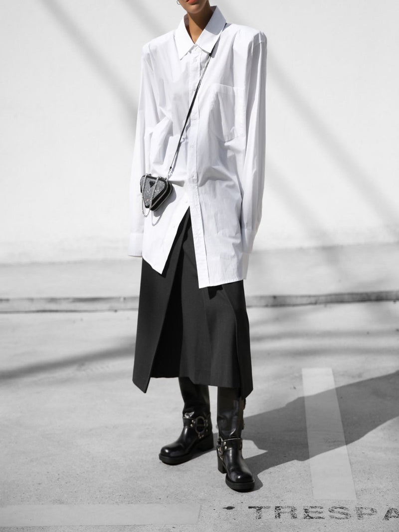 CLASSIC WRAP FLARED MIDI SKIRT