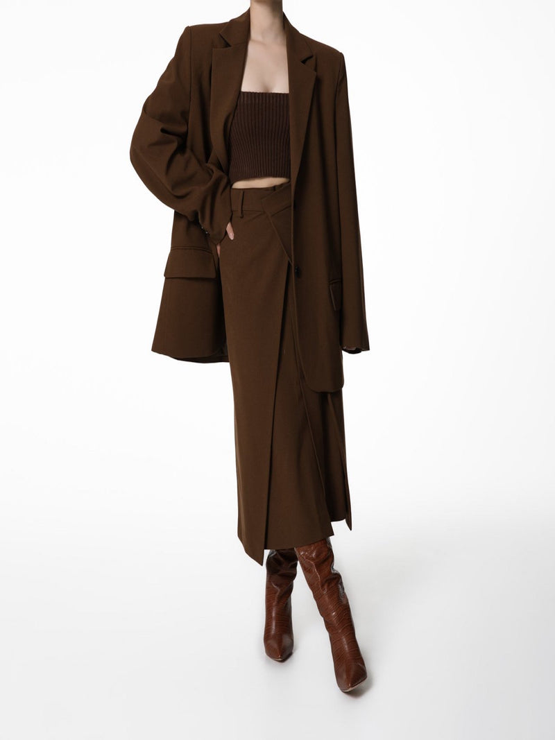 CLASSIC WRAP FLARED MIDI SKIRT