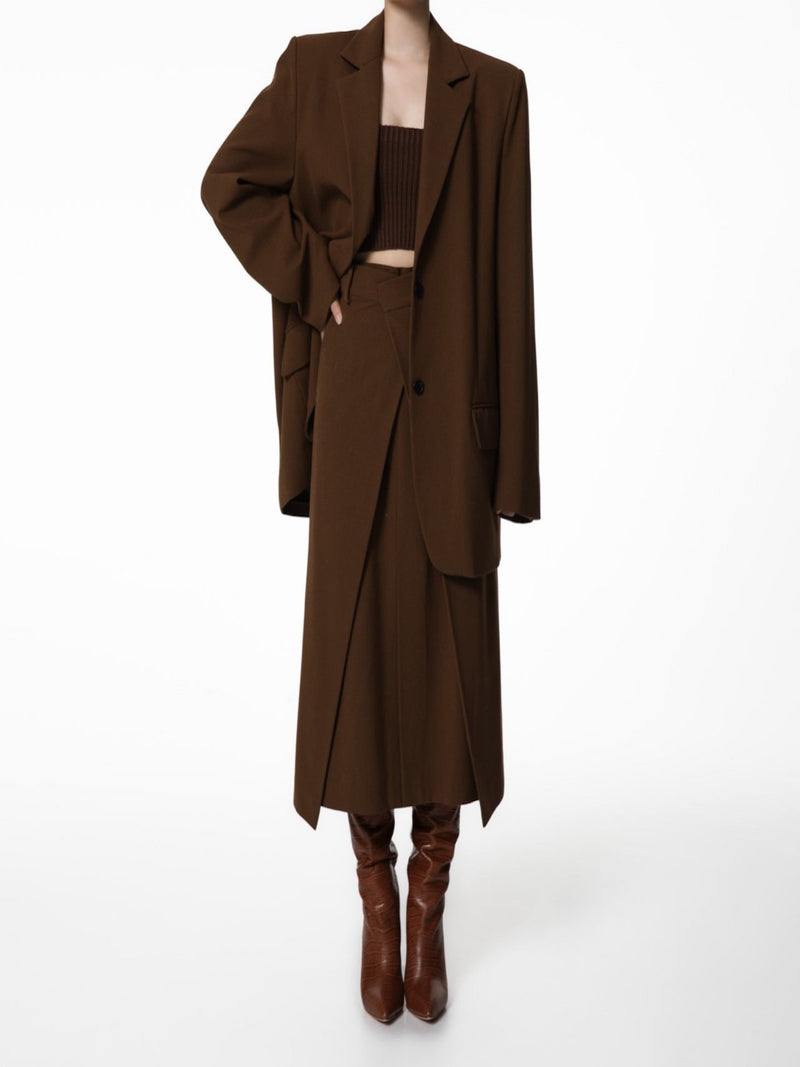 CLASSIC WRAP FLARED MIDI SKIRT