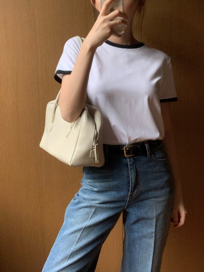 CONTRAST HALF SLEEVE COTTON T-SHIRT