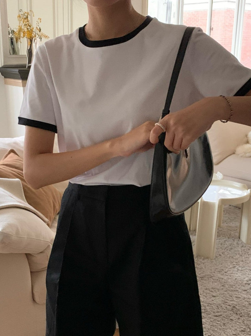 CONTRAST HALF SLEEVE COTTON T-SHIRT